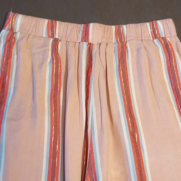ECI pink striped wide-leg crop pants with pockets, size S - Picture 5 of 7